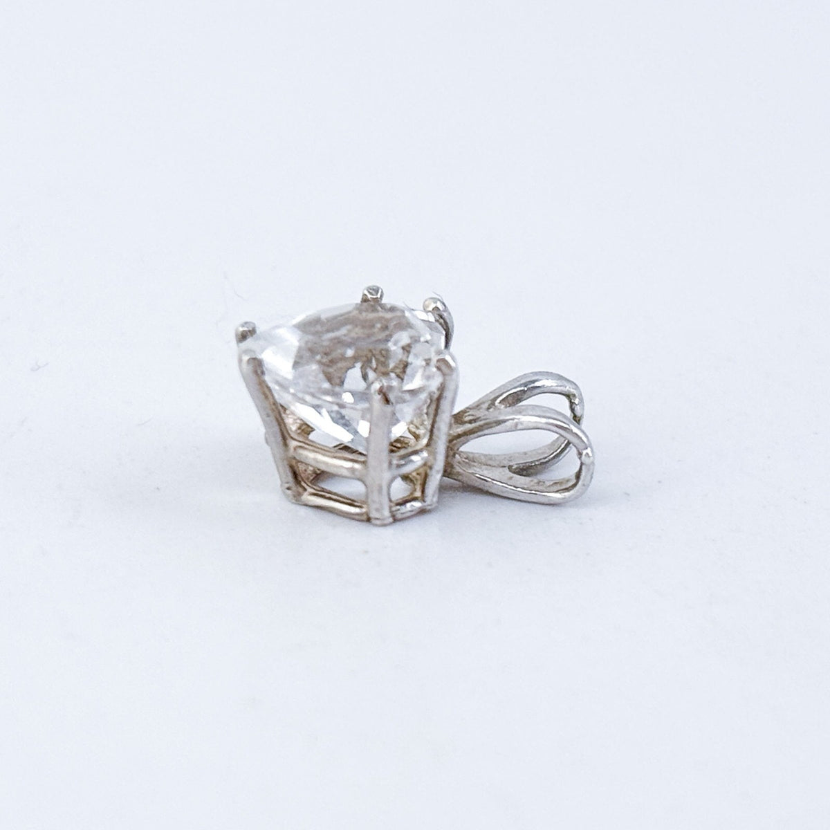 Vintage Sterling Silver 925 Heart Cut White Topaz Pendant