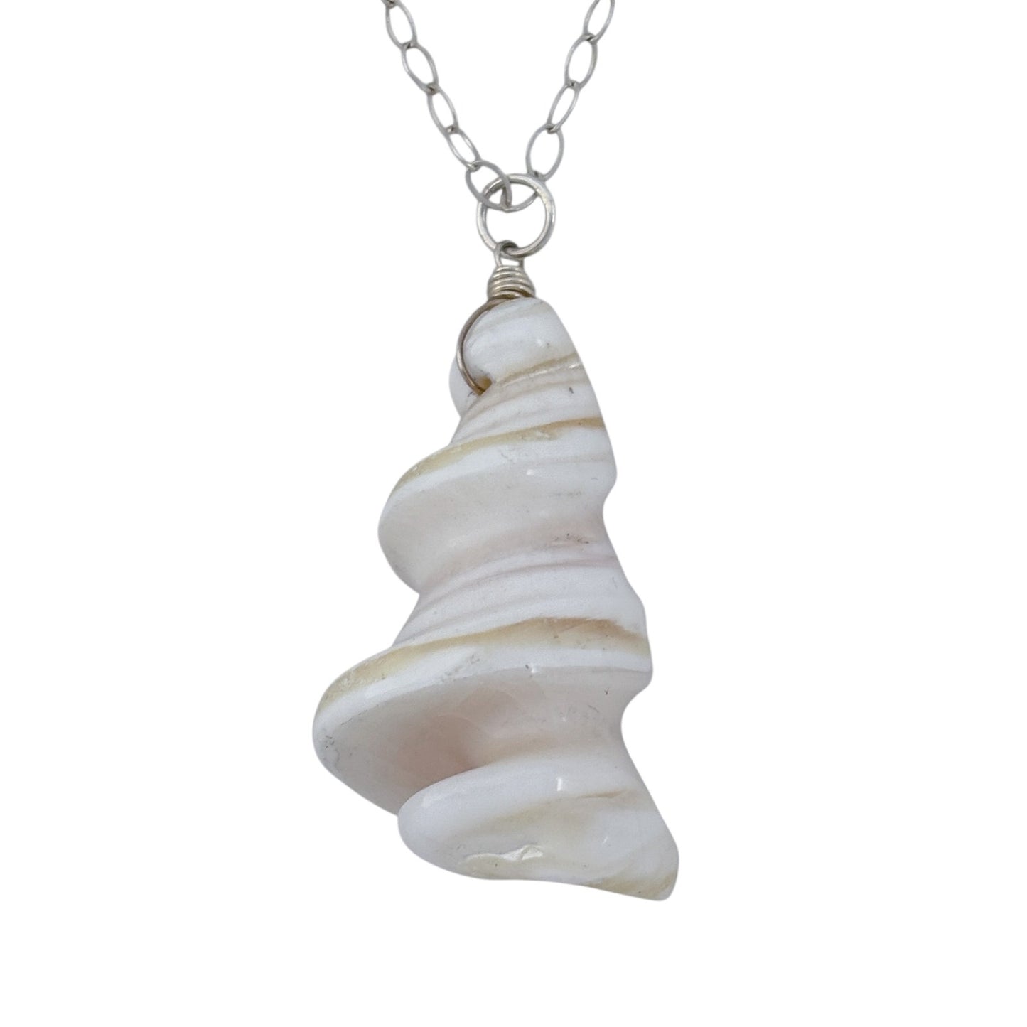Vintage Sterling Silver 925 Shell Pendant Necklace 18"