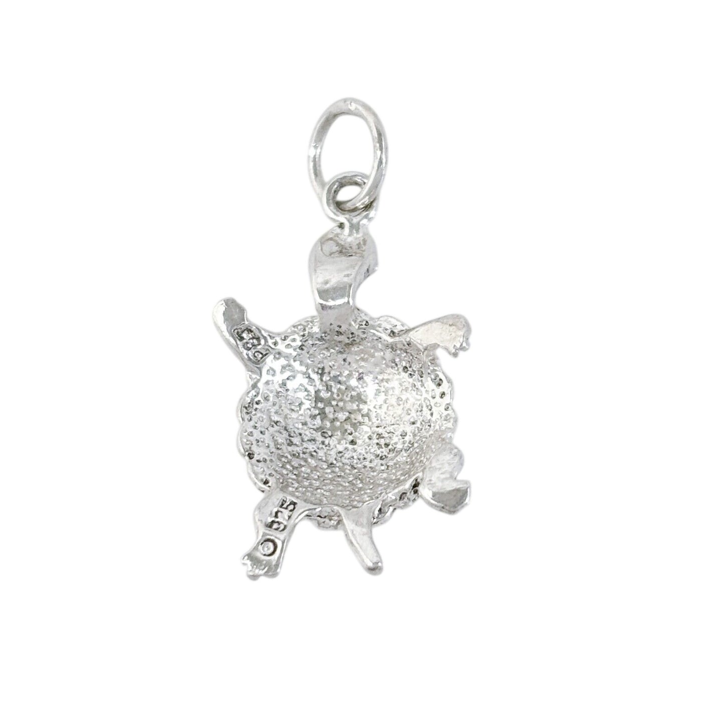 Vintage Sterling Silver 925 Textured Turtle Charm Pendant