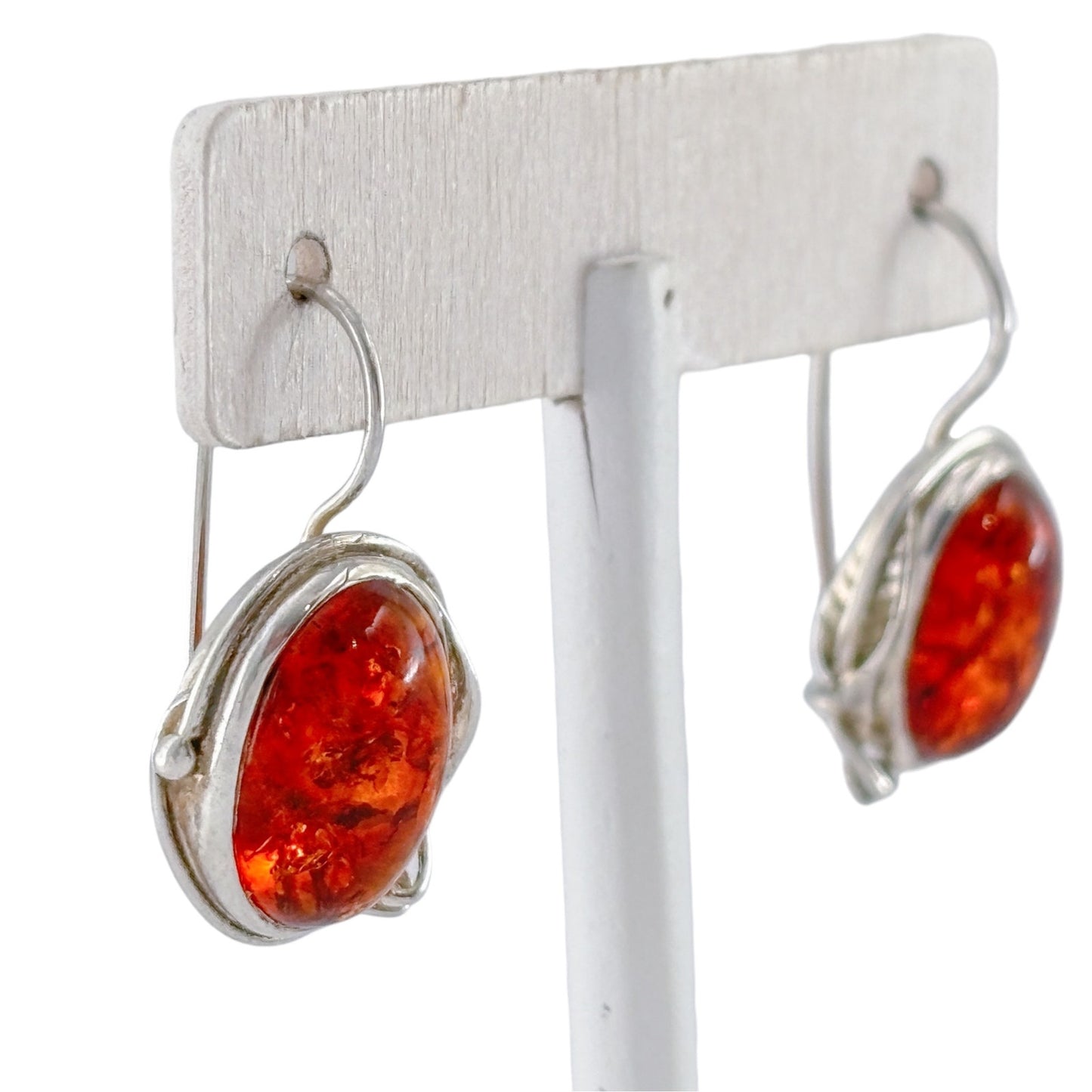 Vintage Sterling Silver 925 Amber Drop Earrings