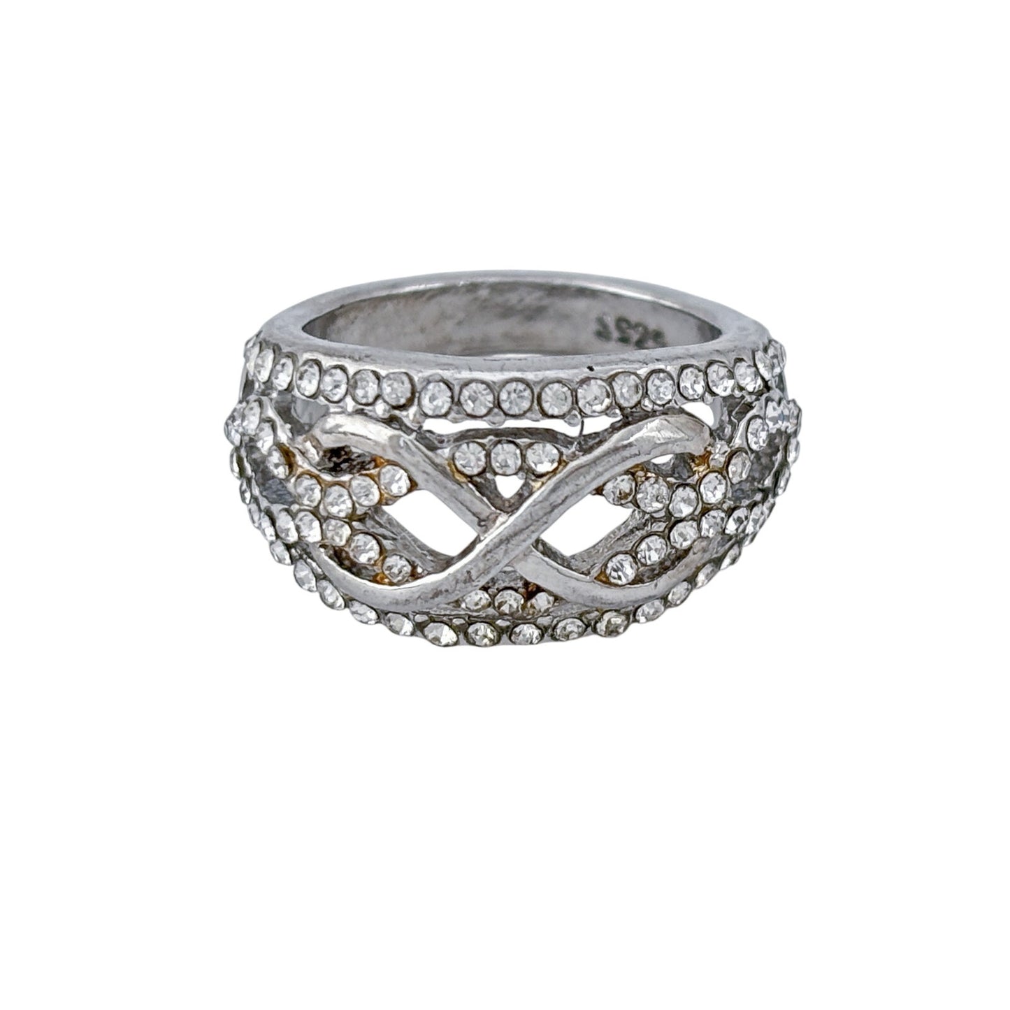 Vintage Sterling Silver 925 Cubic Zirconia Infinity Ring Size 4