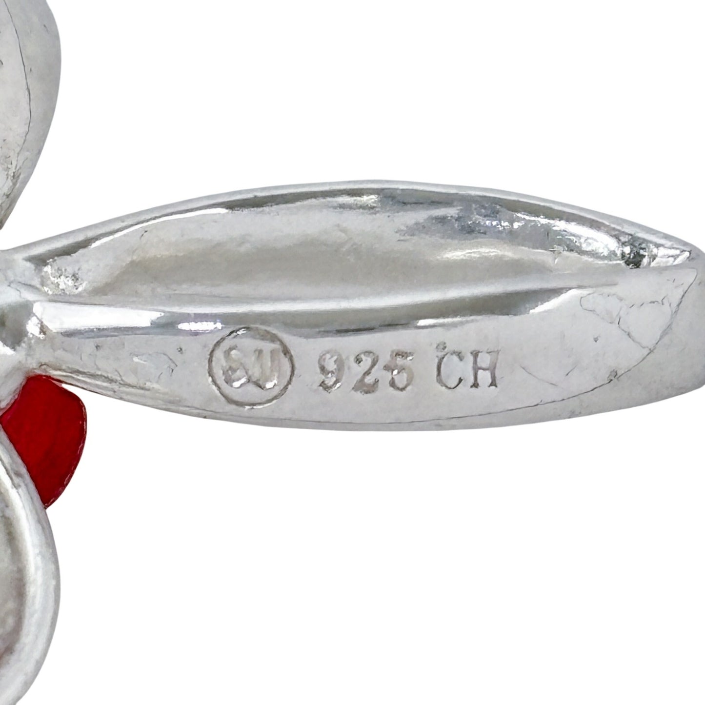 Vintage Sterling Silver 925 Red Rose Cross Pendant