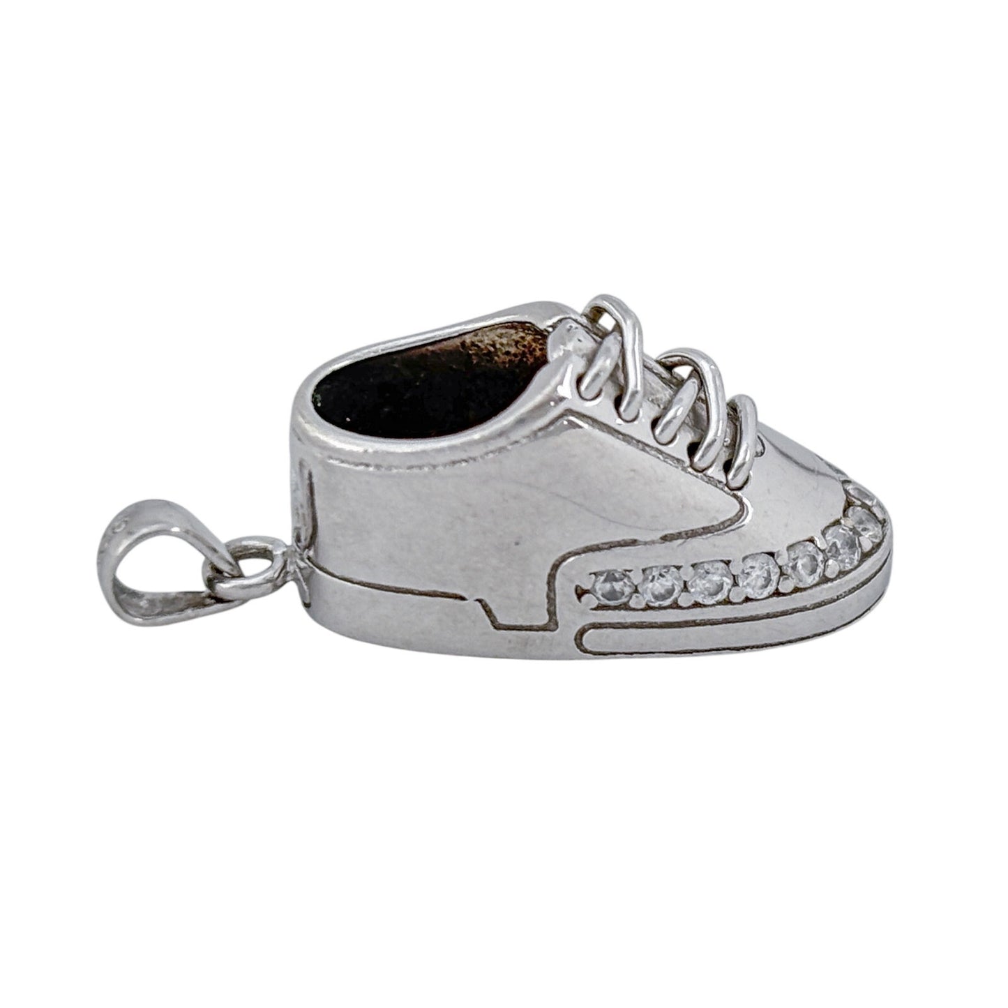 Vintage Sterling Silver 925 Cubic Zirconia Shoe Charm