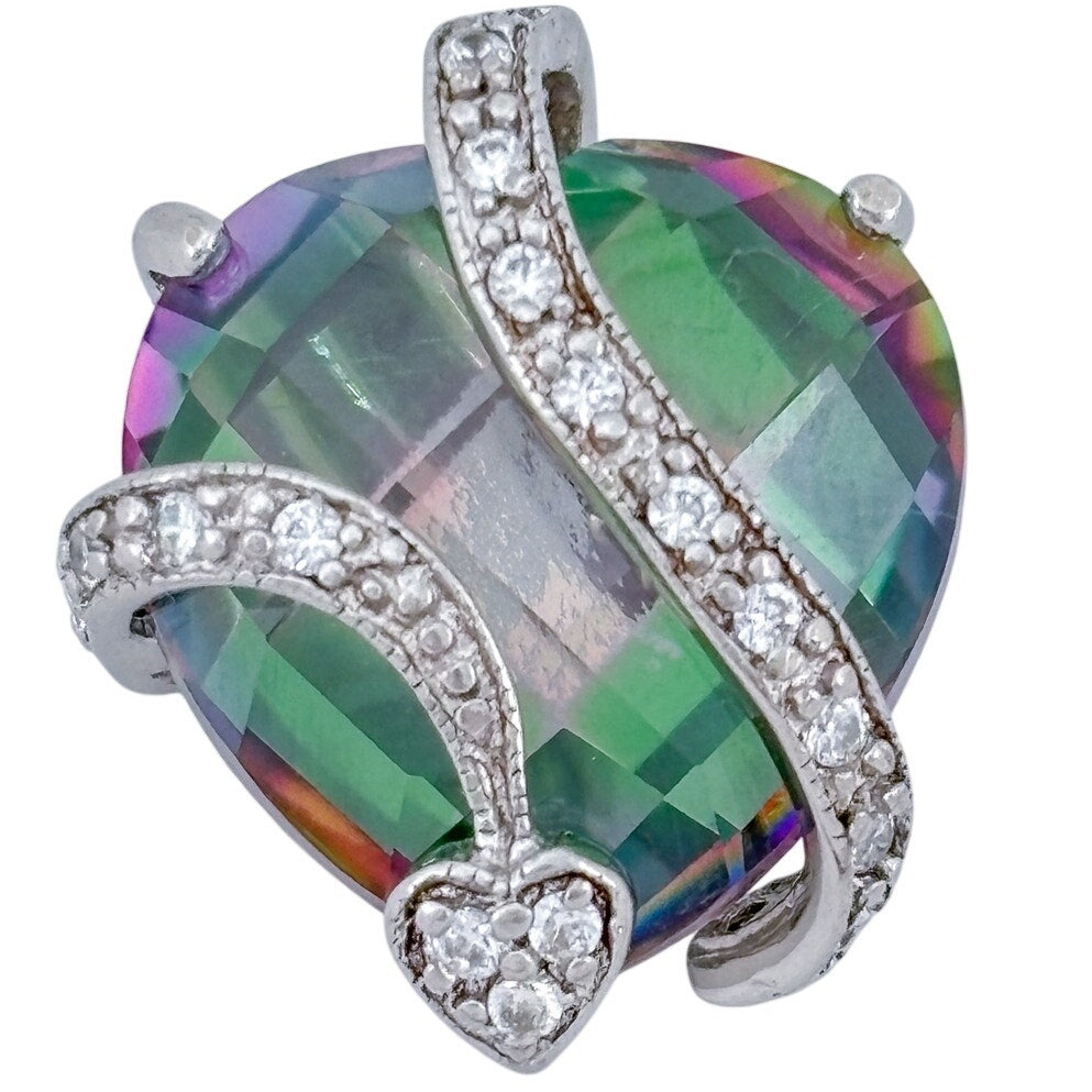 Vintage Sterling Silver 925 Mystic Quartz Heart Pendant