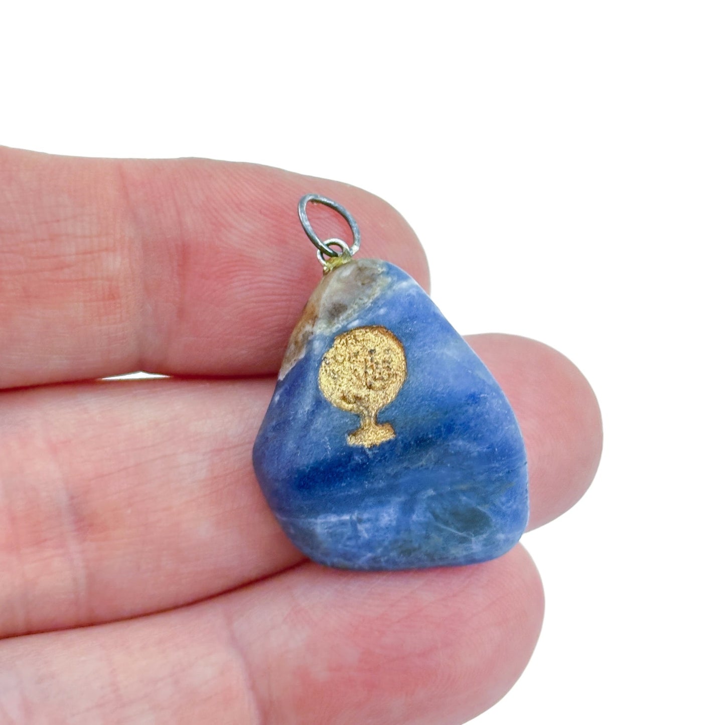 Vintage Silver-Tone Sodalite Tree Symbol Pendant