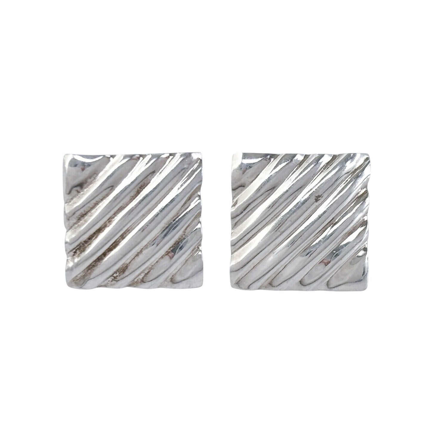 Vintage Sterling Silver 925 Square Textured Stud Earrings