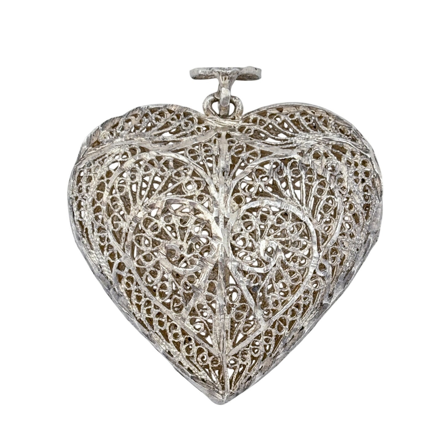 Vintage Sterling Silver 925 Filigree Heart Pendant