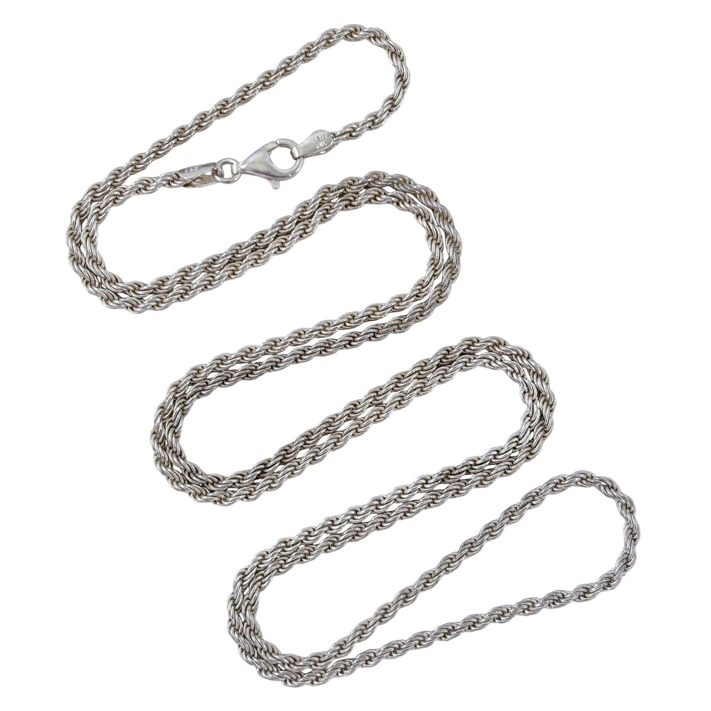Vintage Italian Sterling Silver 925 Rope Link Chain Necklace 30"