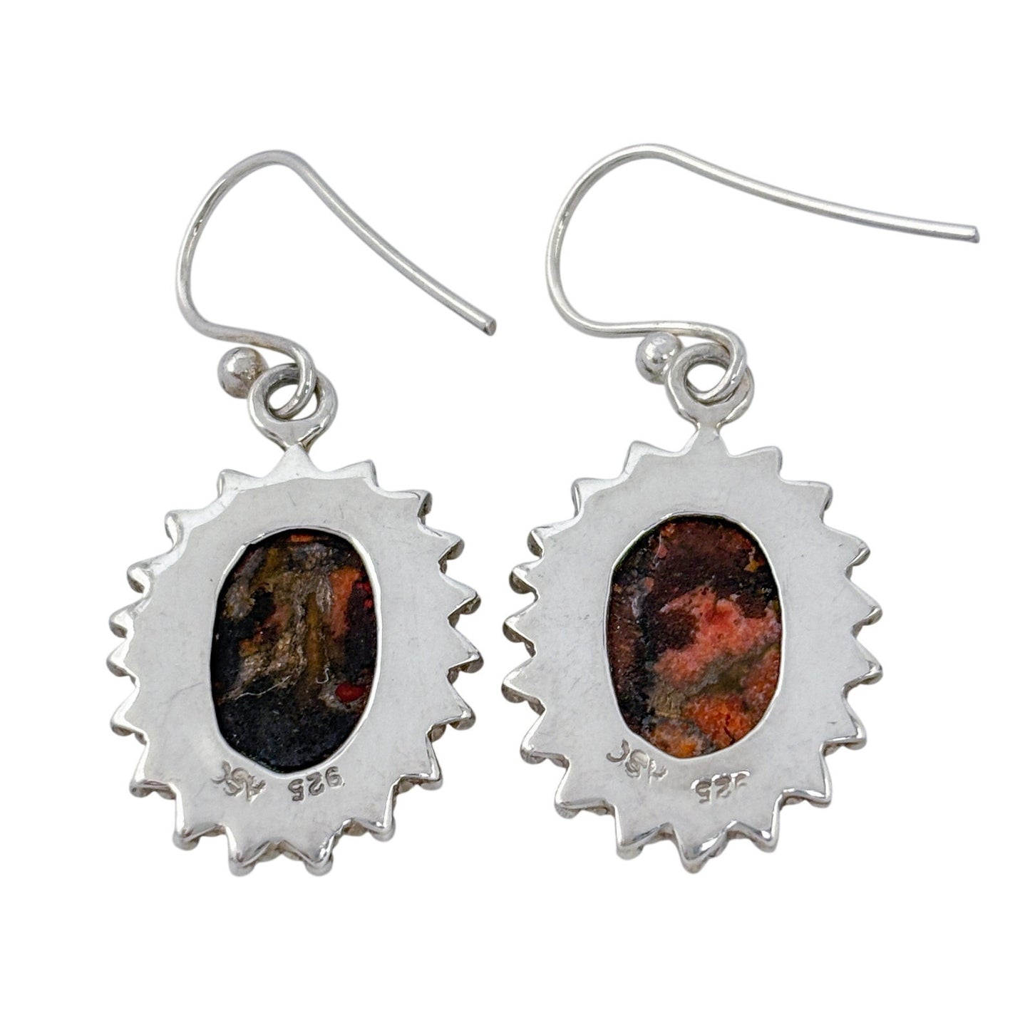 Vintage Sterling Silver 925 Red Jasper Drop Earrings