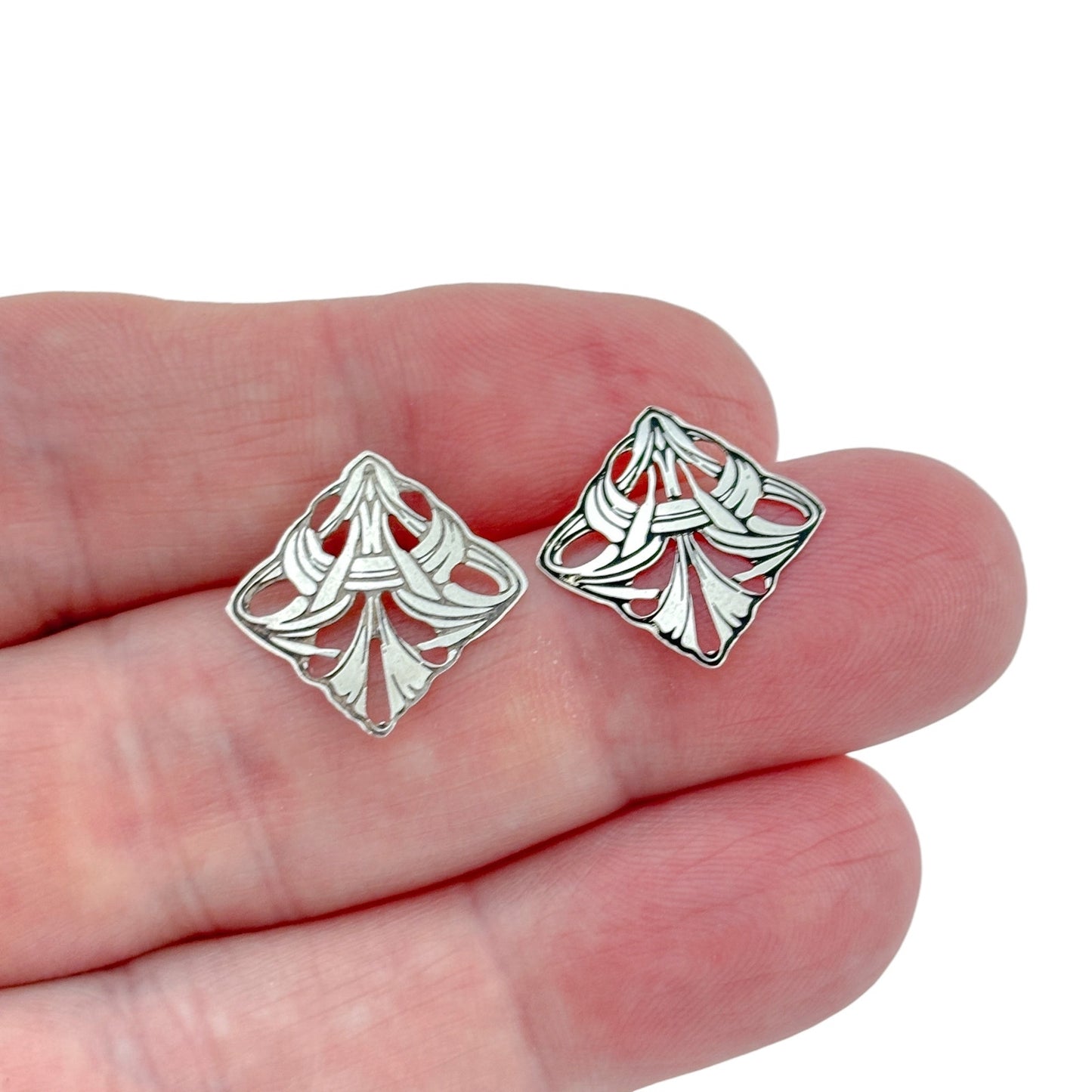 Vintage Sterling Silver 925 Openwork Art Deco Earrings