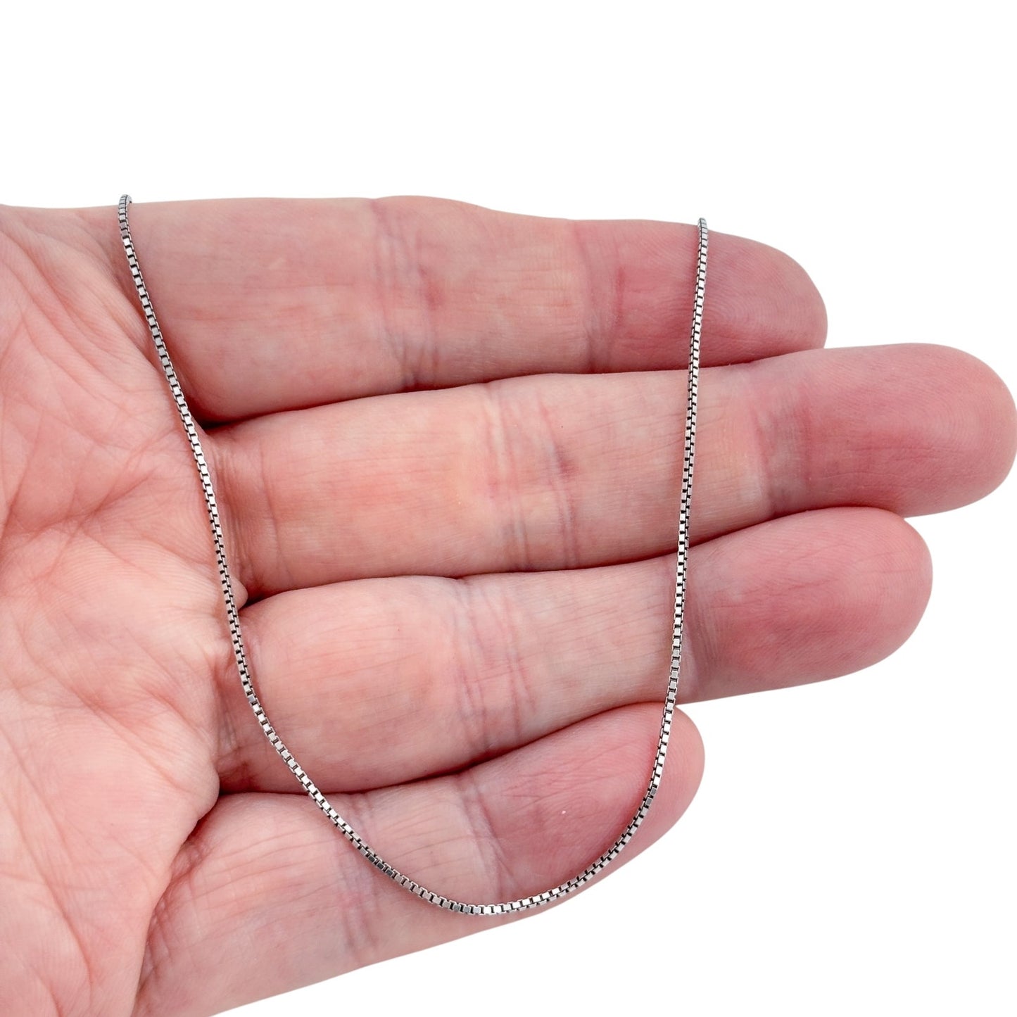 Vintage Sterling Silver 925 Box Link Chain Necklace 18"