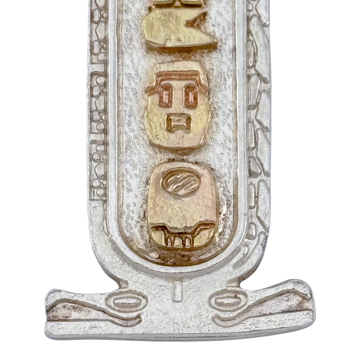 Vintage Mexican El Tigro 14K Gold Sterling Silver 925 Mayan Glyph Pendant