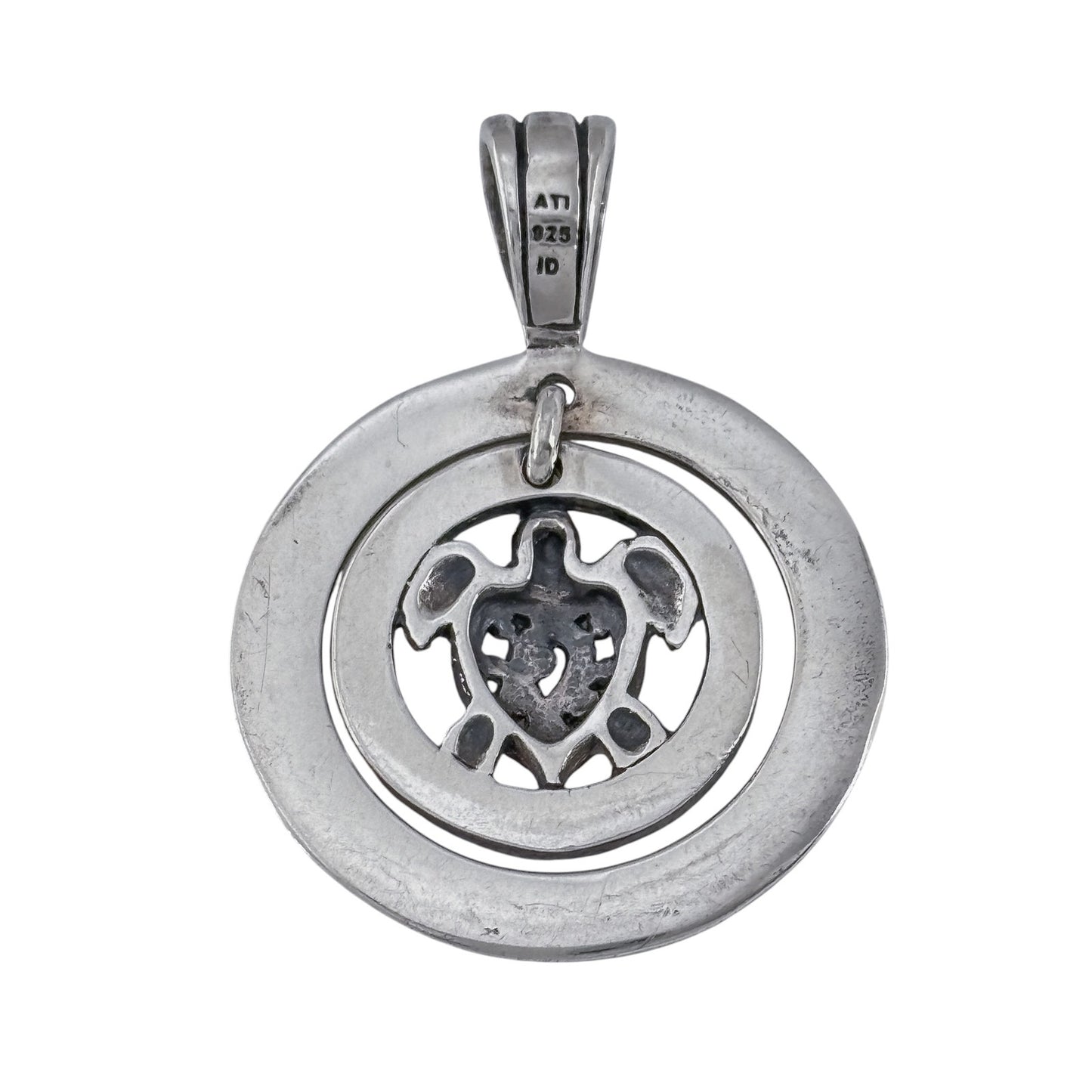 Vintage Sterling Silver 925 Turtle Stay Strong Pendant