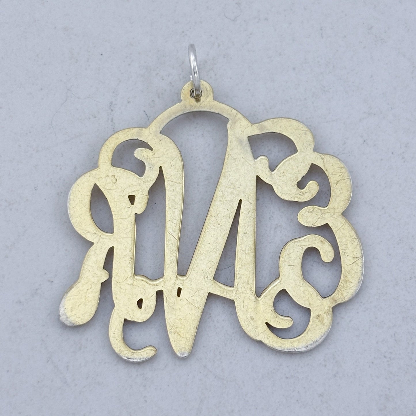Vintage Gold-Tone Sterling Silver 925 ENR Monogram Pendant