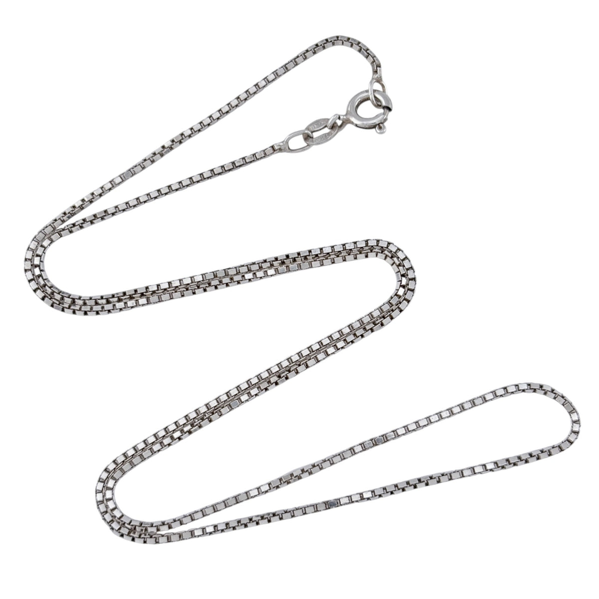 Vintage Italy Sterling Silver 925 Box Chain Necklace 18"