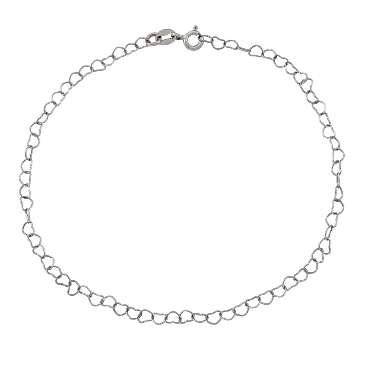 Vintage Sterling Silver 925 Heart Link Anklet 9"
