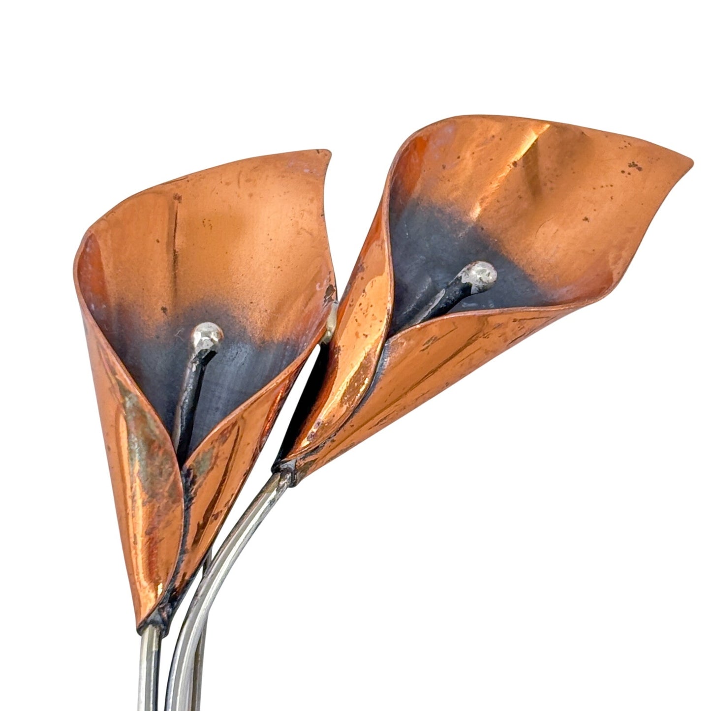 Vintage MCM Stuart Nye Sterling Silver & Copper Calla Lily Brooch