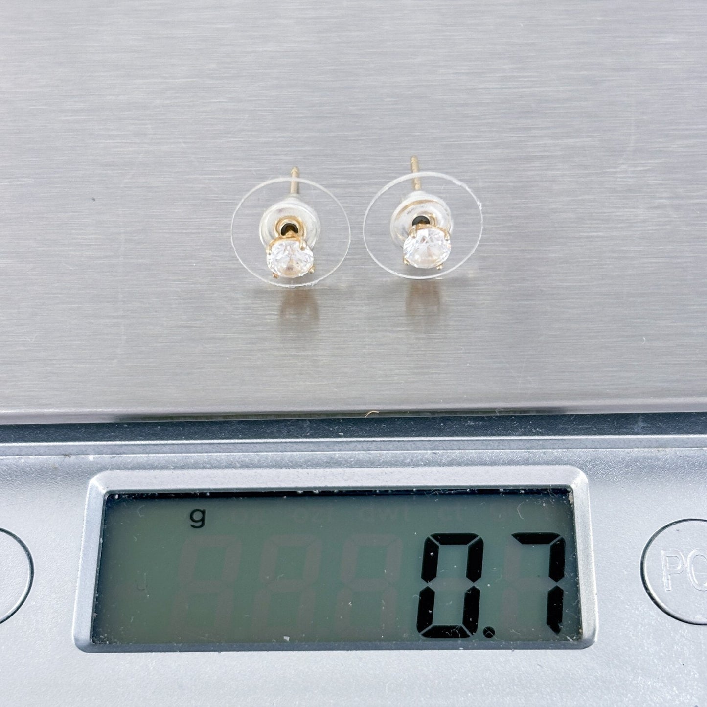 Vintage Gold Tone EHC Sterling Silver 925 4mm Cubic Zirconia Stud Earrings