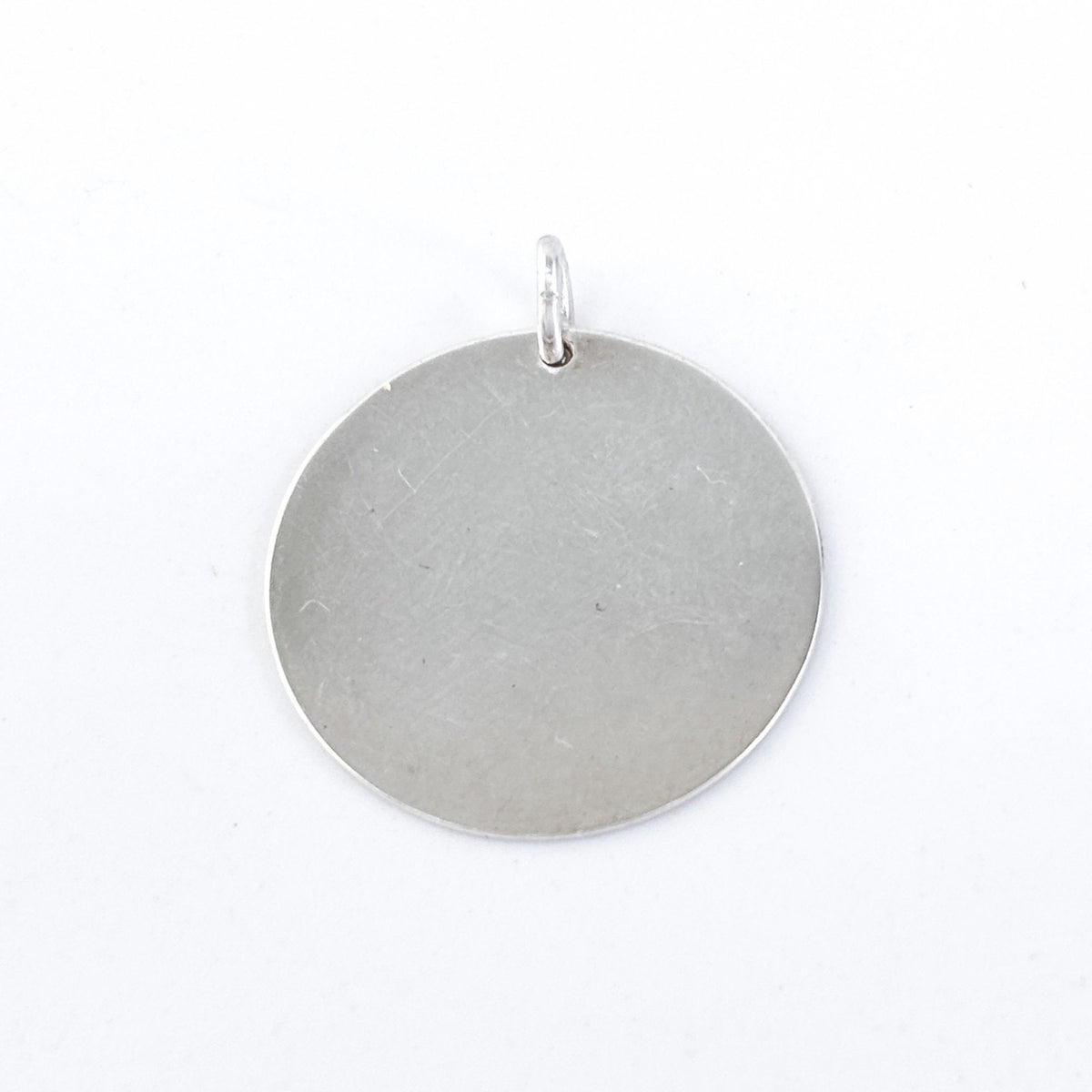 Vintage Silver Tone 2cm Blank Round Disc Pendant