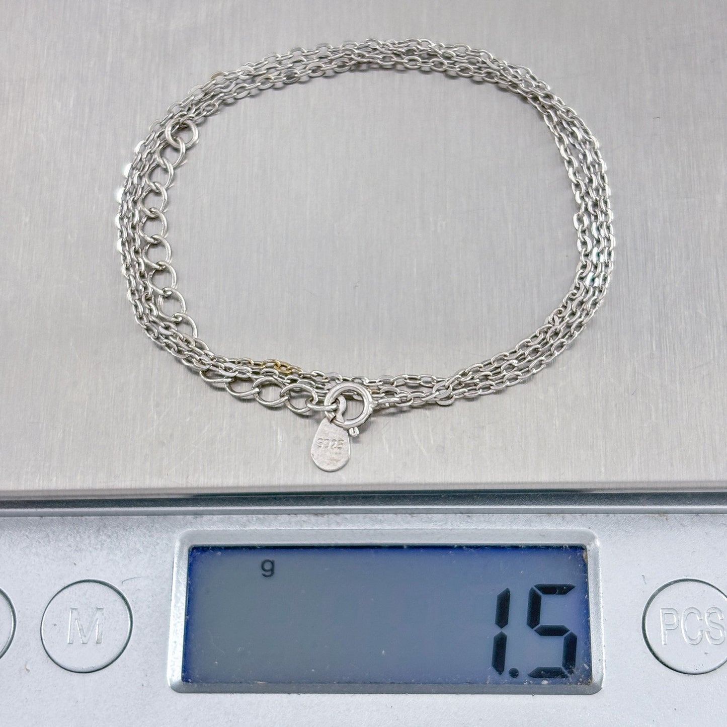 Vintage Sterling Silver 925 Cable Link Chain Necklace 15.5"-17"