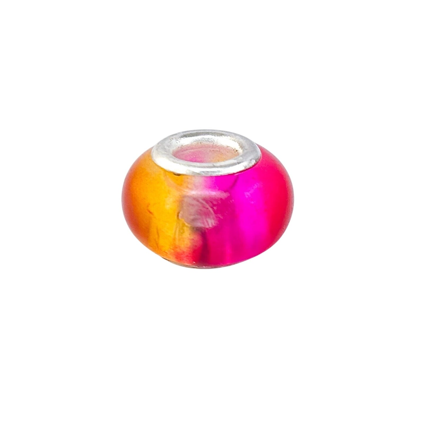 Vintage Sterling Silver 925 Pink Orange Yellow Charm Bracelet Bead
