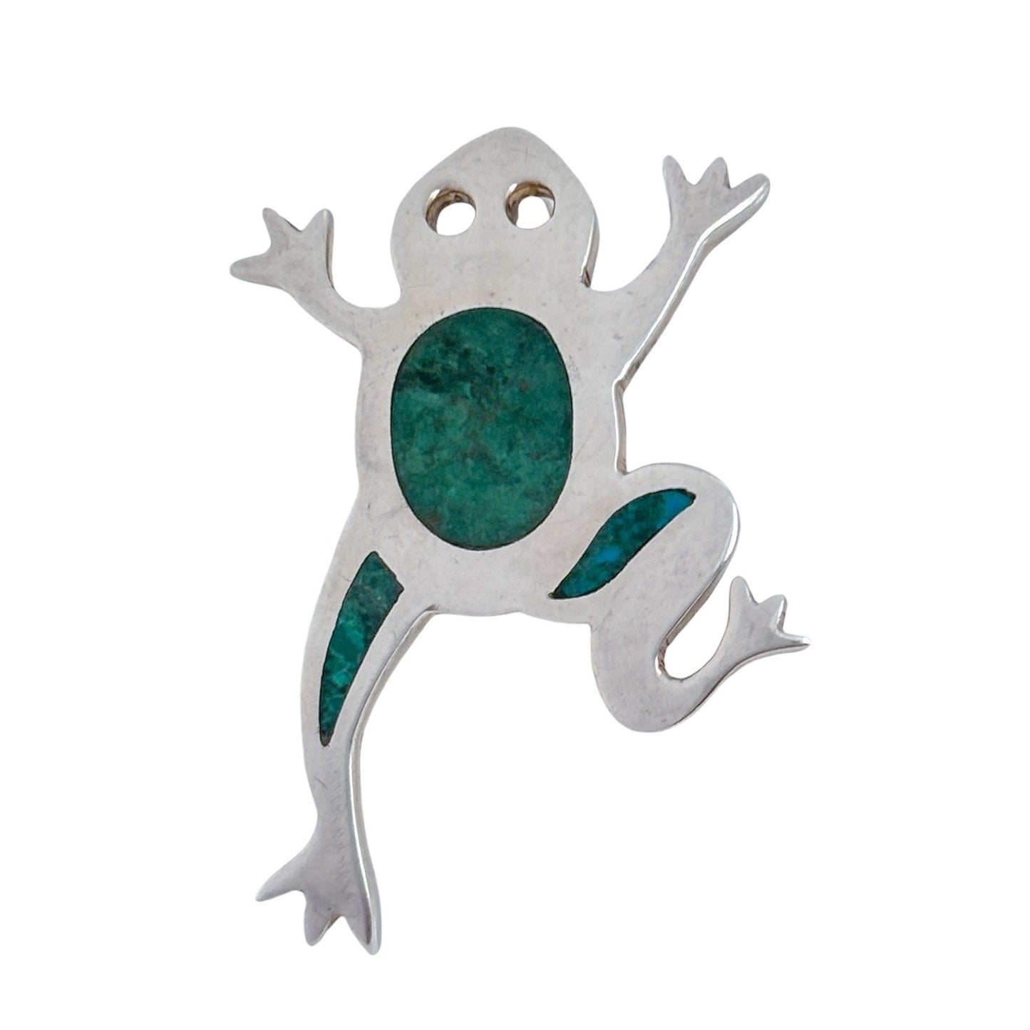 Vintage Sterling Silver 925 Turquoise Frog Pendant