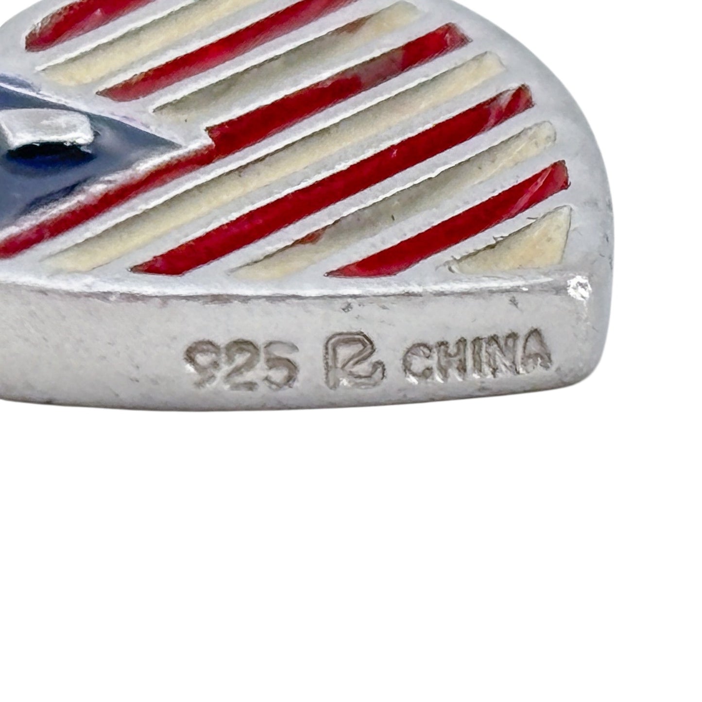 Vintage Sterling Silver 925 American Flag Heart Charm