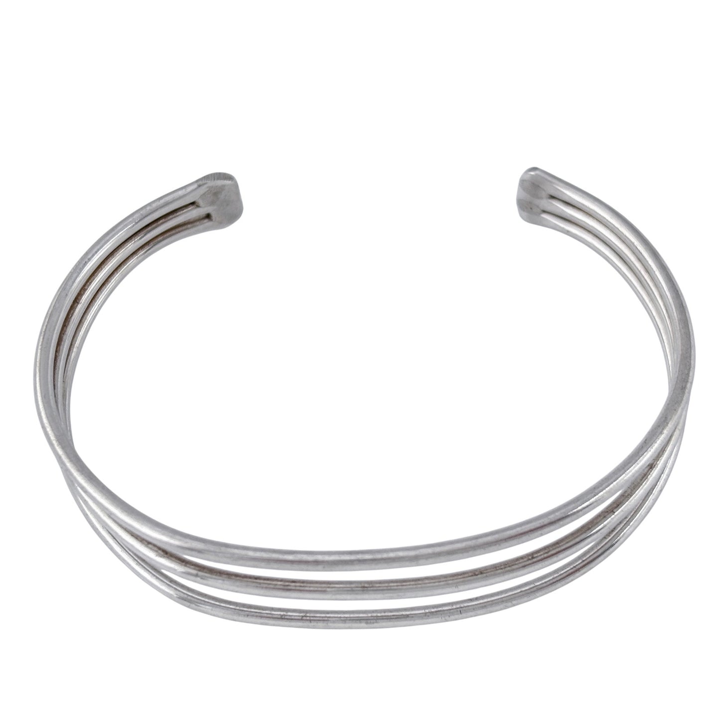 Vintage Sterling Silver 925 Triple Band Cuff Bracelet 7.25"