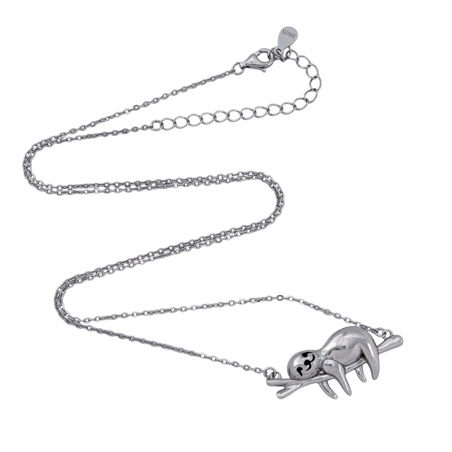 Vintage Sterling Silver 925 Sloth Pendant Necklace 18"-20"