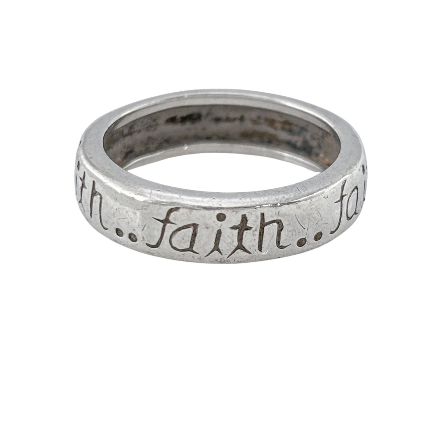 Vintage Sterling Silver 925 Faith Band Ring Size 7