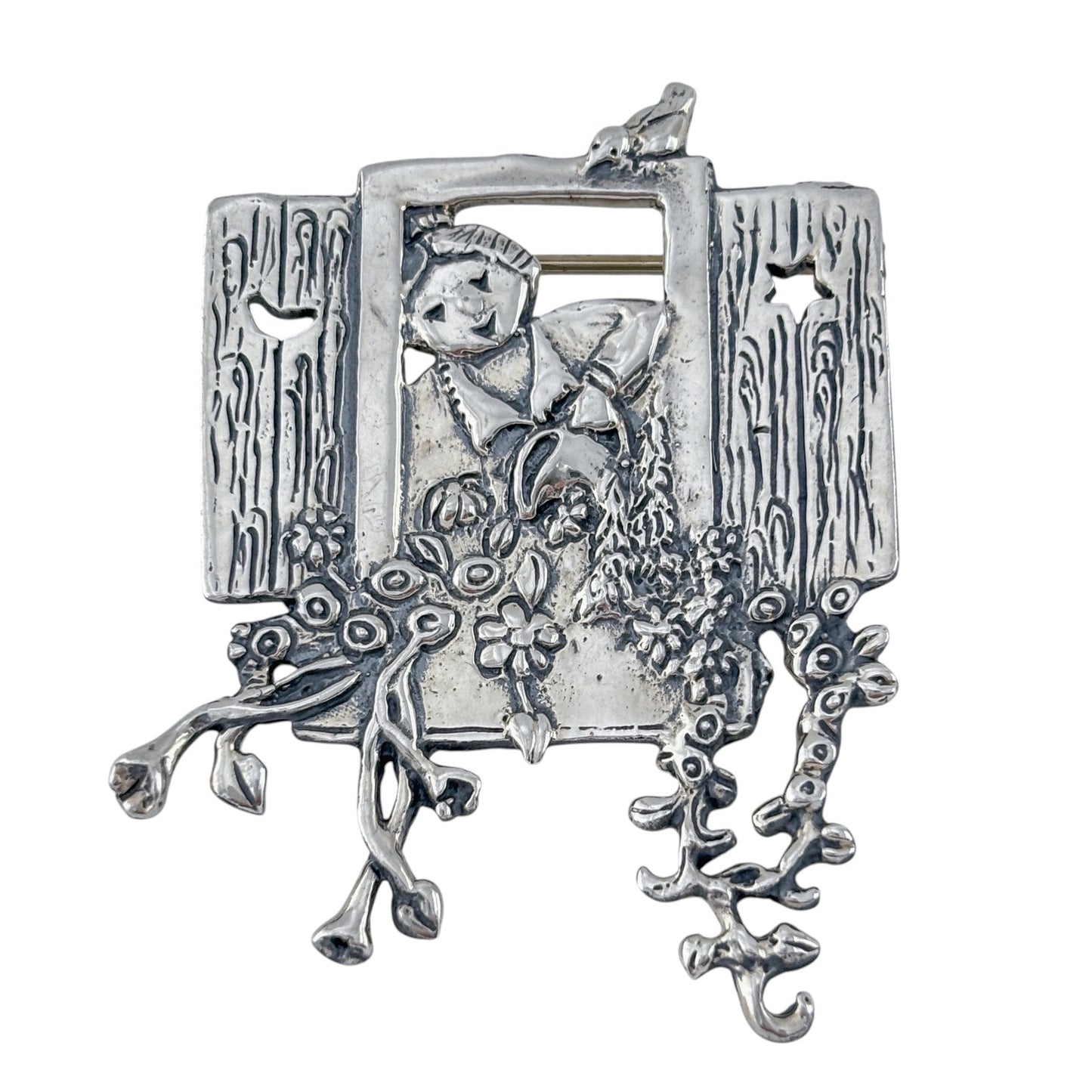 Vintage Sterling Silver 925 Mary Engelbreit Window Brooch