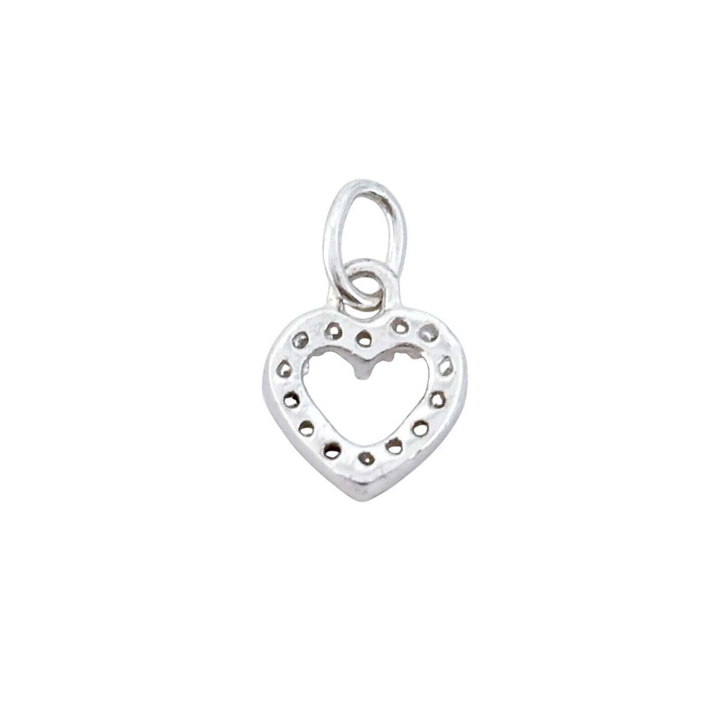Vintage Sterling Silver 925 Cubic Zirconia Open Heart Charm Pendant