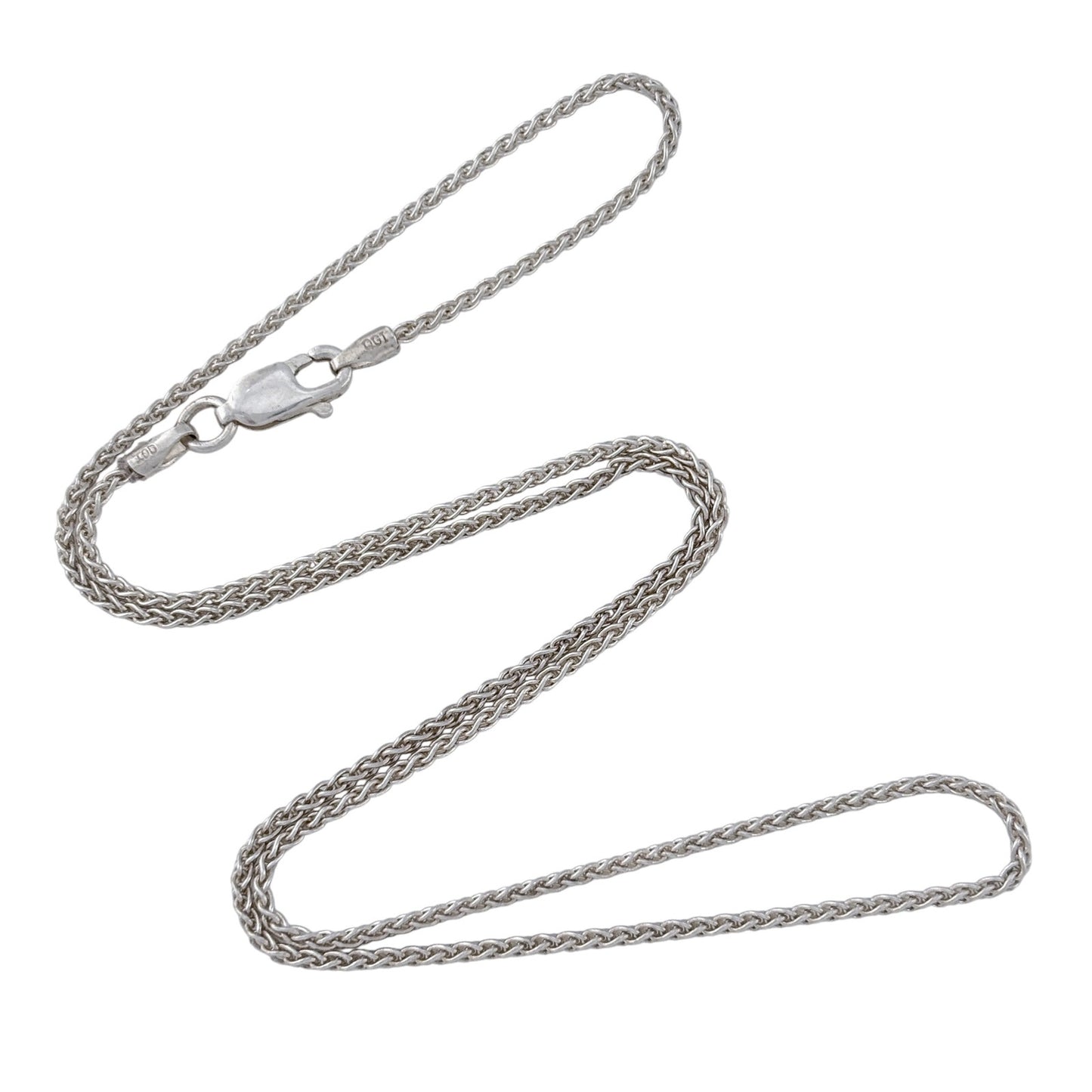 Vintage Italy Sterling Silver 925 Wheat/Spiga Chain Necklace 16"