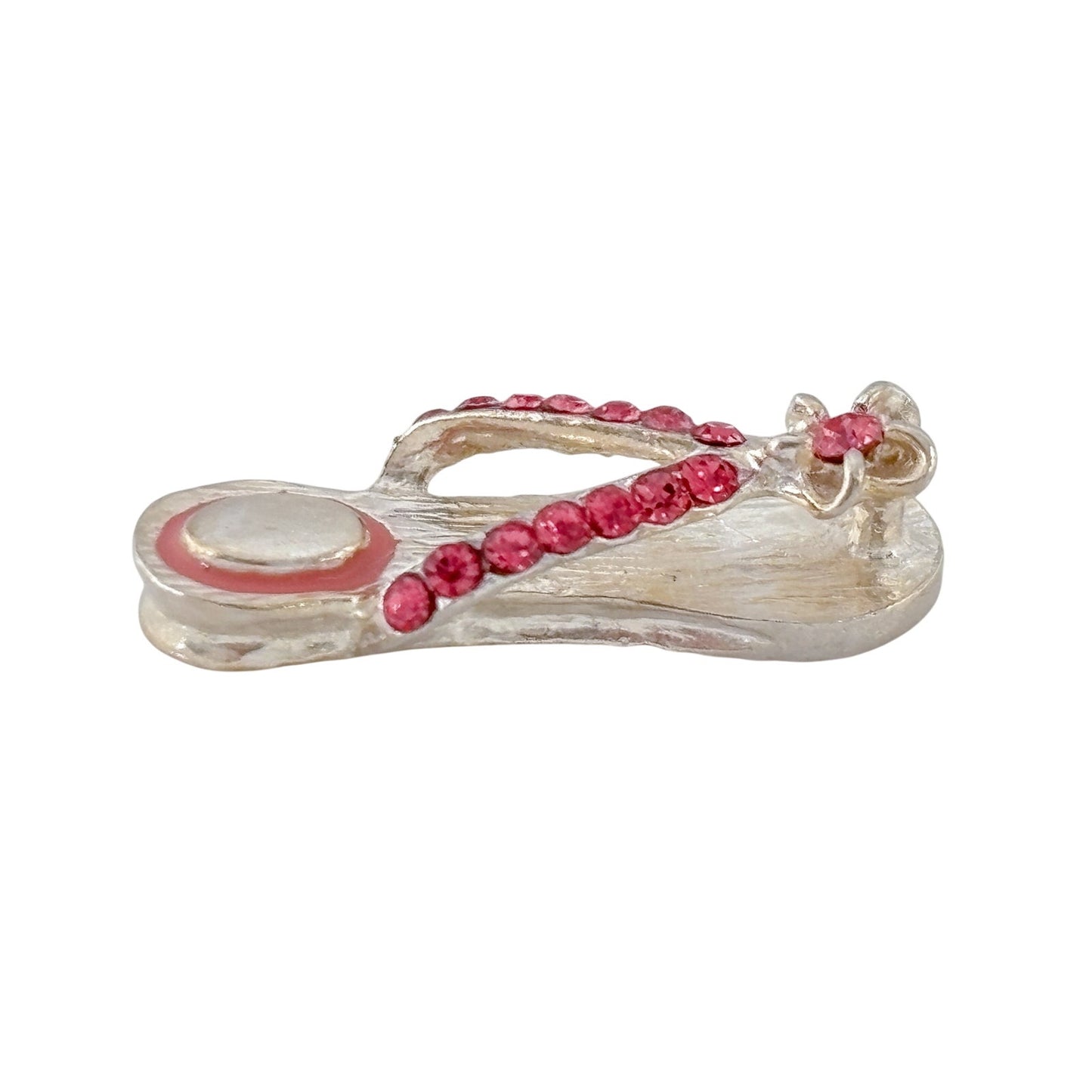 Vintage Sterling Silver 925 Pink Rhinestone Flip Flop Pendant