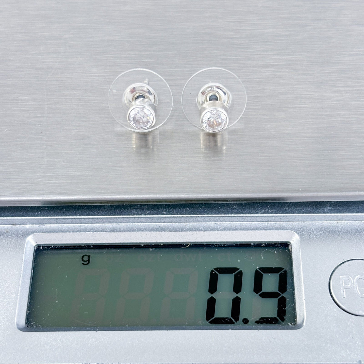 Vintage Sterling Silver 925 Clear Cubic Zirconia Stud Earrings