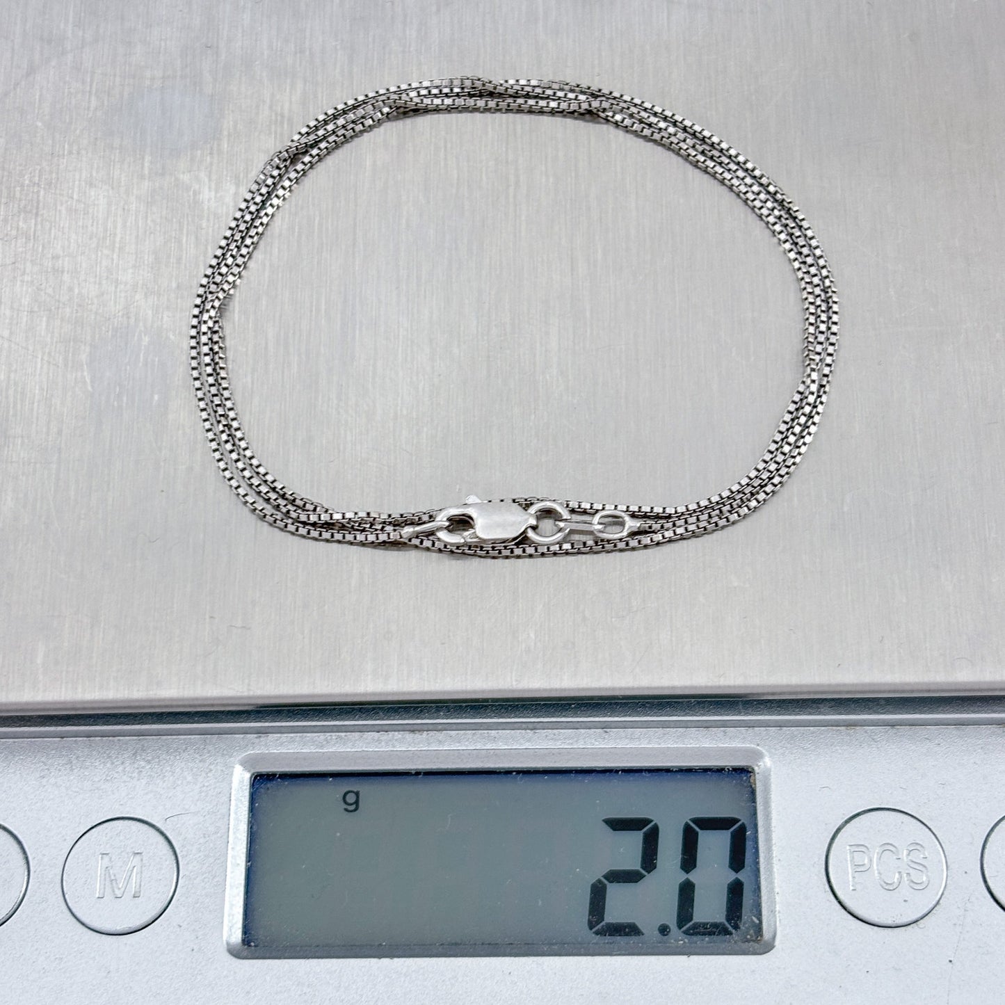 Vintage Italian Sterling Silver 925 Box Chain Necklace 18"