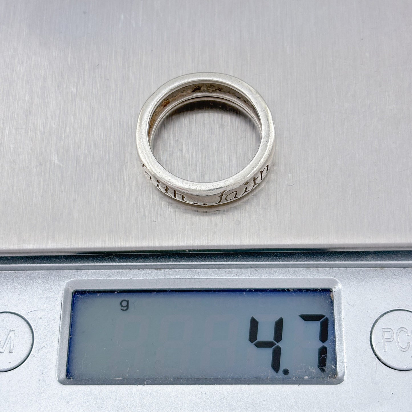 Vintage Sterling Silver 925 Faith Band Ring Size 7