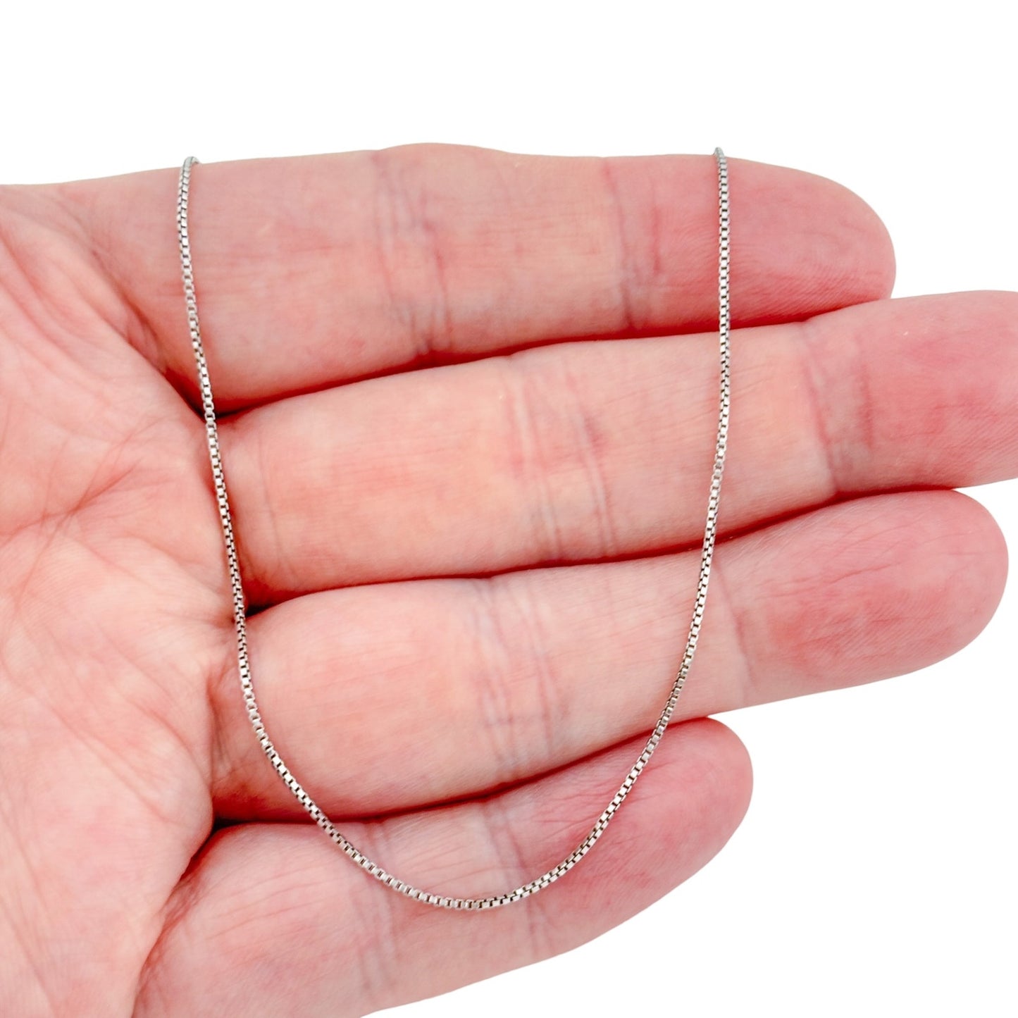 Vintage Italian Sterling Silver 925 Box Chain Necklace 18"