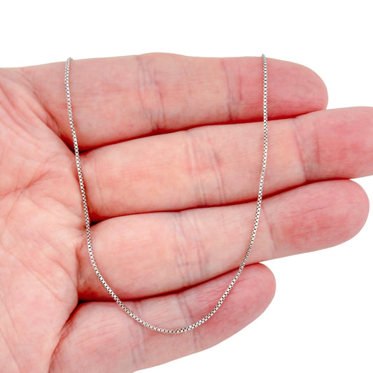 Vintage Italian Sterling Silver 925 Box Chain Necklace 18"