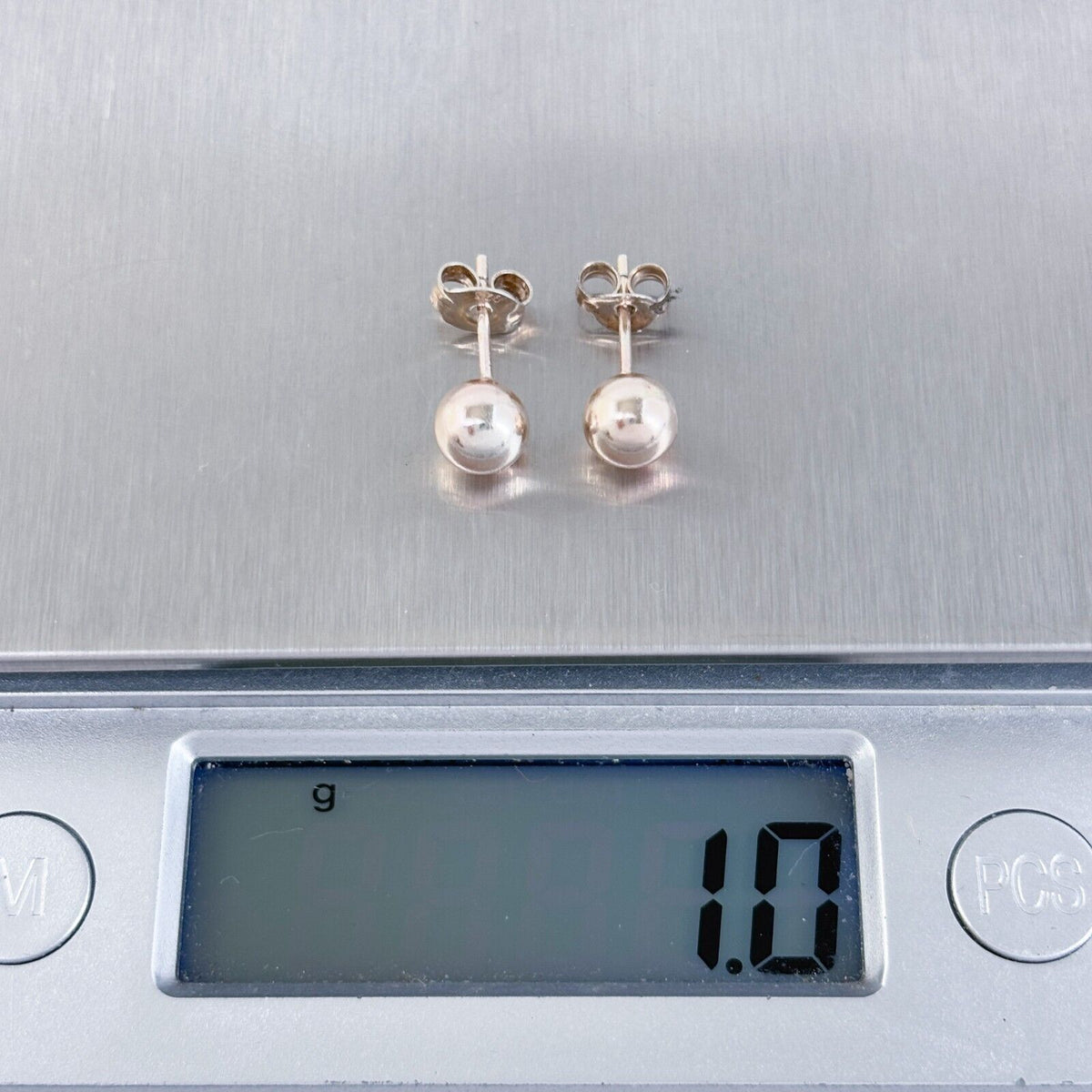 Vintage Sterling Silver 925 Rose Gold-Tone 6mm Ball Stud Earrings