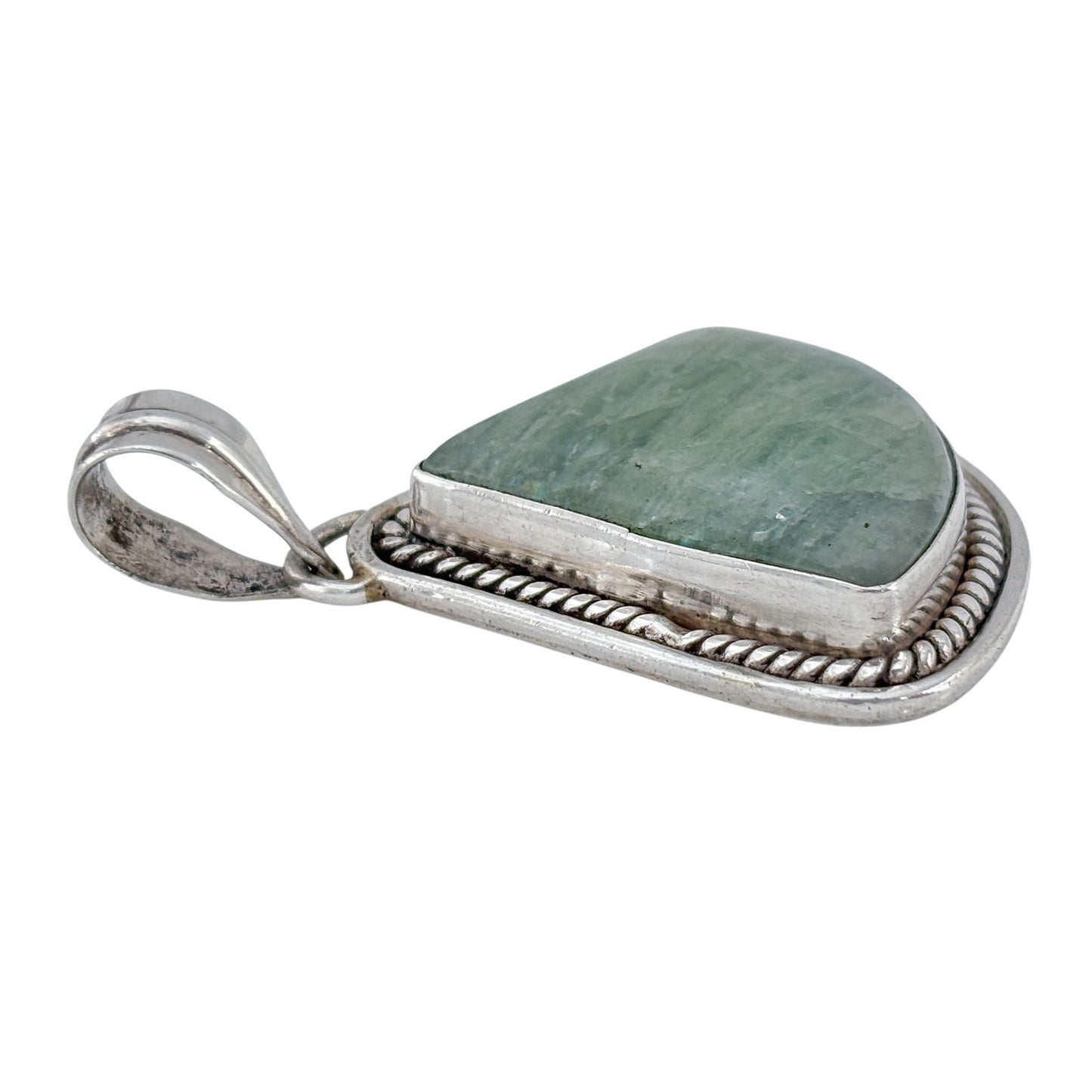 Vintage Sterling Silver 925 Green Aventurine Pendant