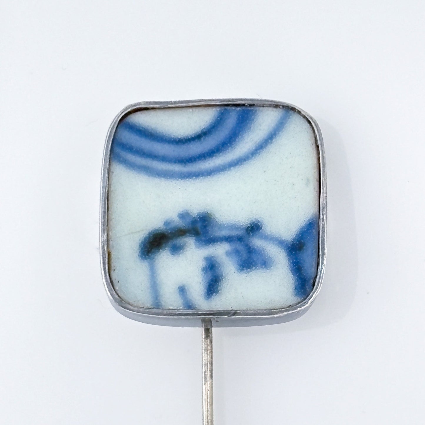 Vintage Sterling Silver 925 Porcelain Stick Pin