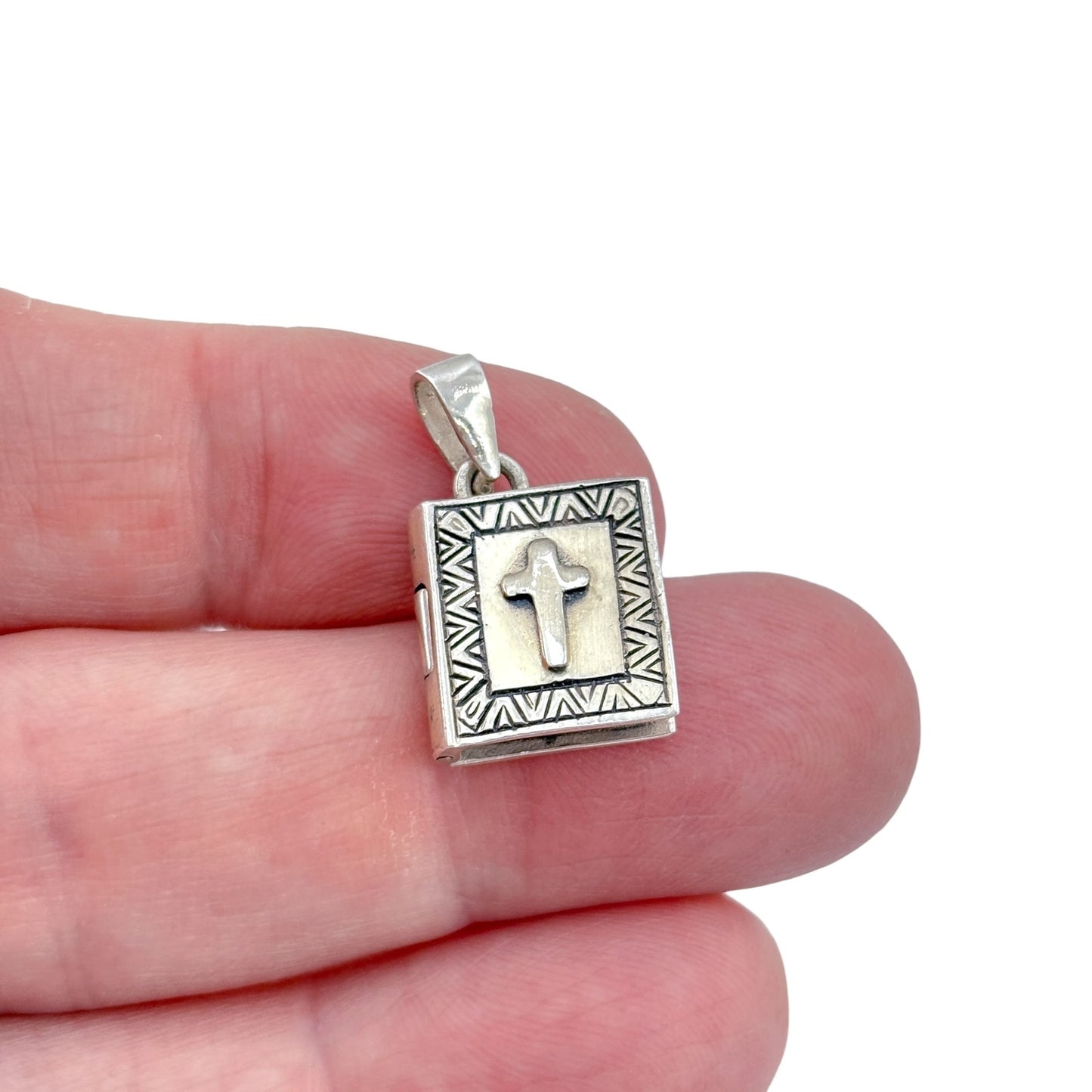 Vintage Sterling Silver 925 Bible Locket Pendant