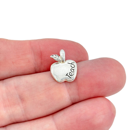 Vintage Sterling Silver 925 Teacher Apple Charm