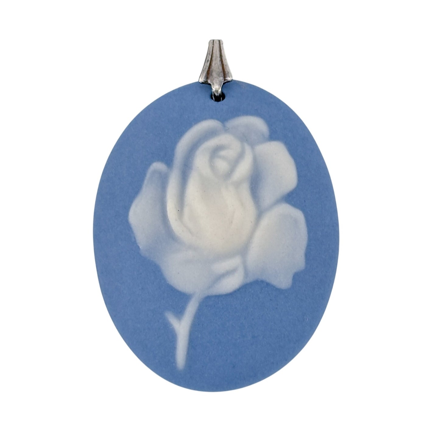 Vintage Sterling Silver 925 Wedgewood Style Floral Cameo Pendant