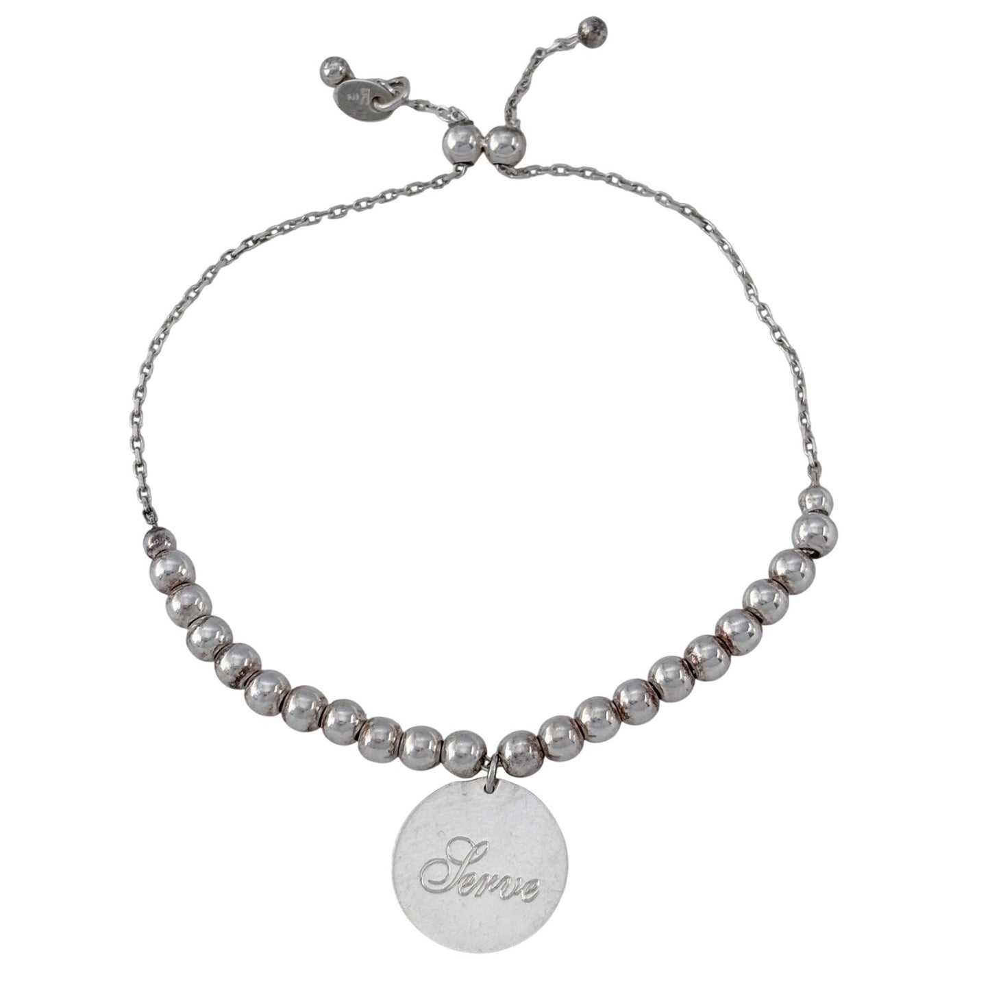 Vintage Sterling Silver 925 Serve Create Bead Bracelet Up To 8.5" Adjustable