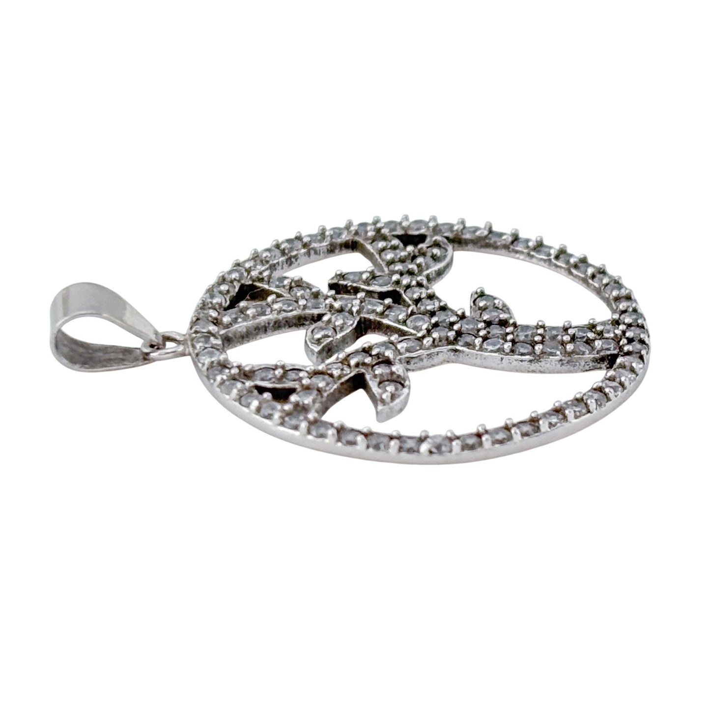 Vintage Sterling Silver 925 Cubic Zirconia Tree of Life Pendant