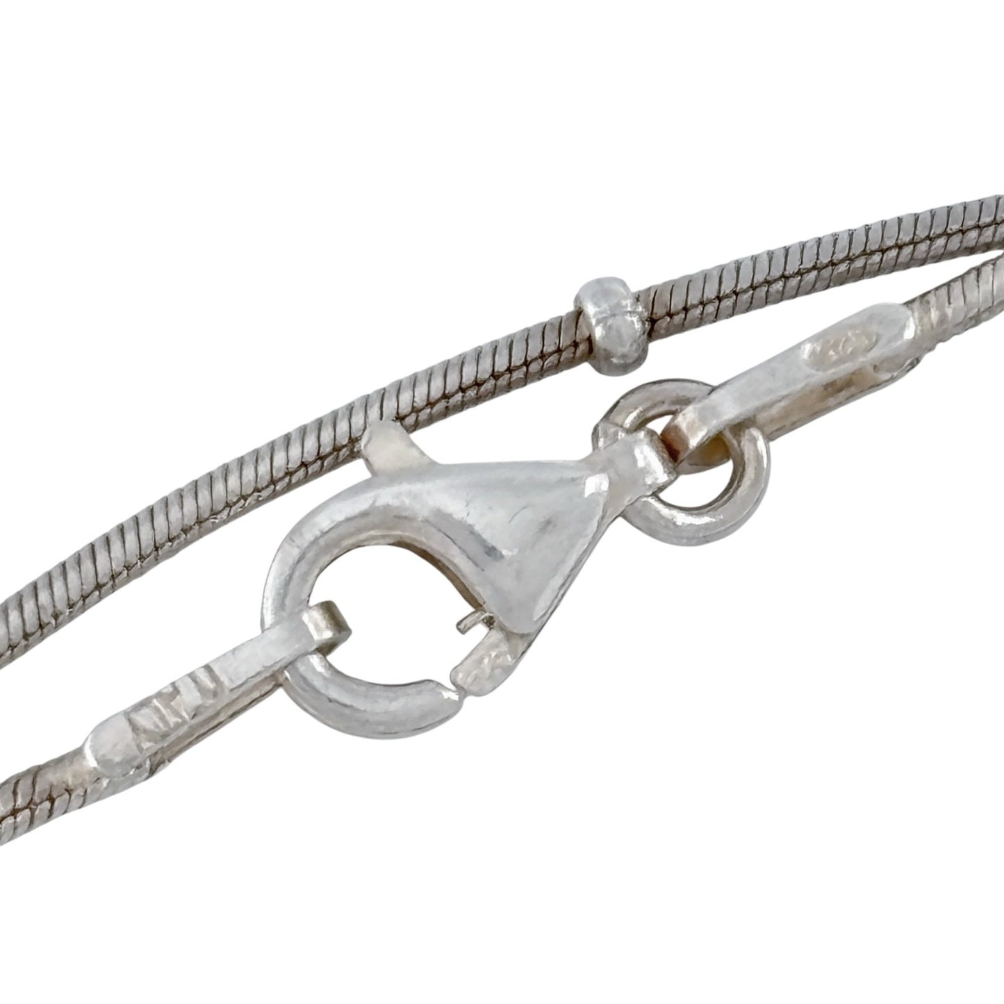Vintage Italian Sterling Silver 925 Snake Chain Station Necklace 18"