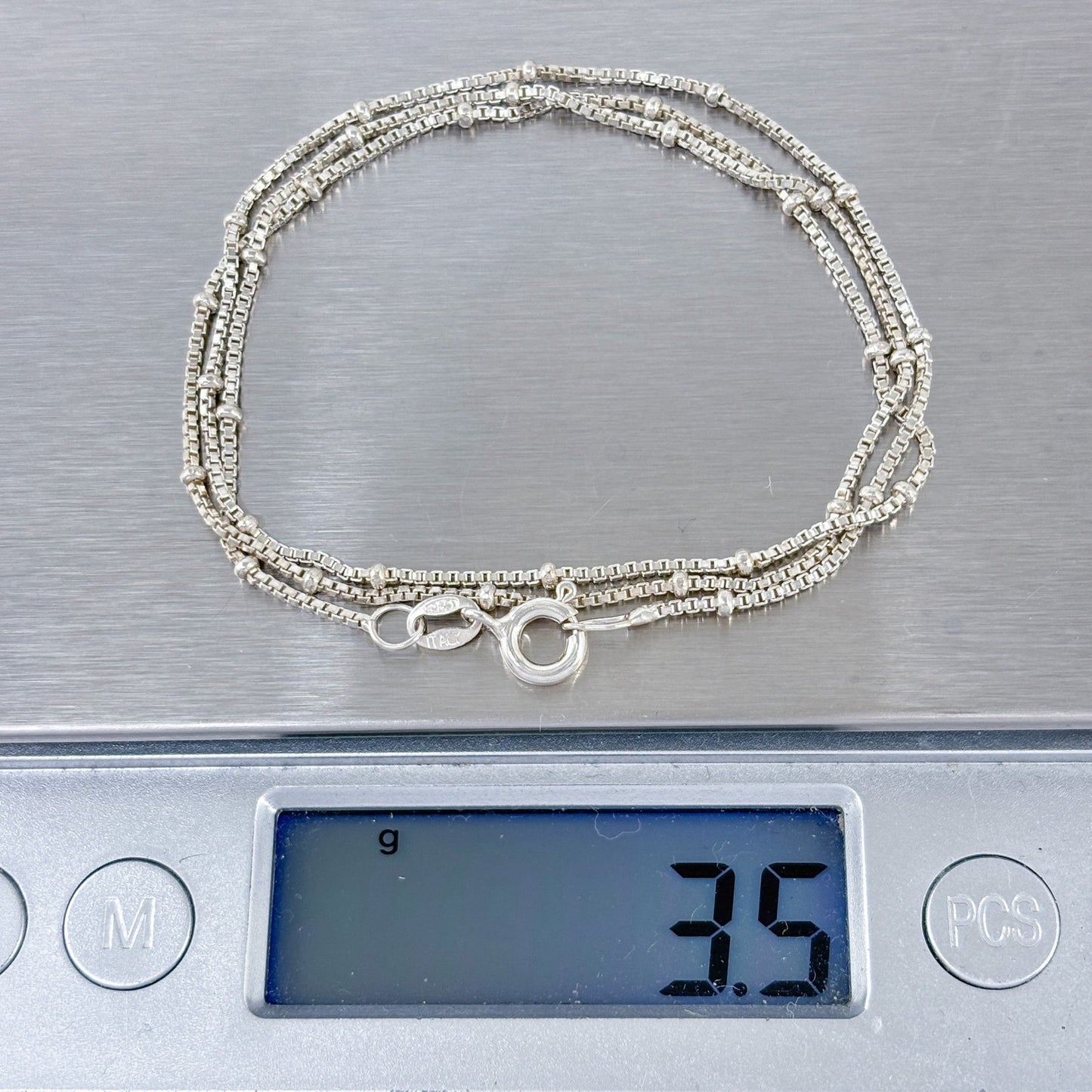 Vintage Italy Sterling Silver 925 Box Link Chain Necklace 18.5"