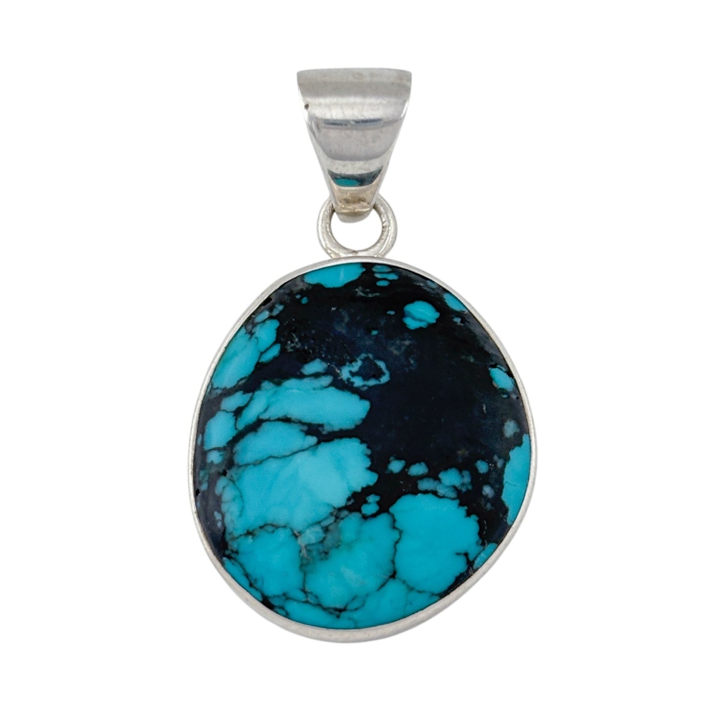 Vintage Sterling Silver 925 Turquoise Oval Pendant